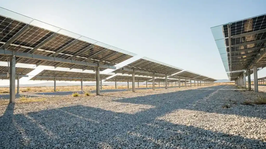 Bifacial solar panels installed on reflective surface for higher yield