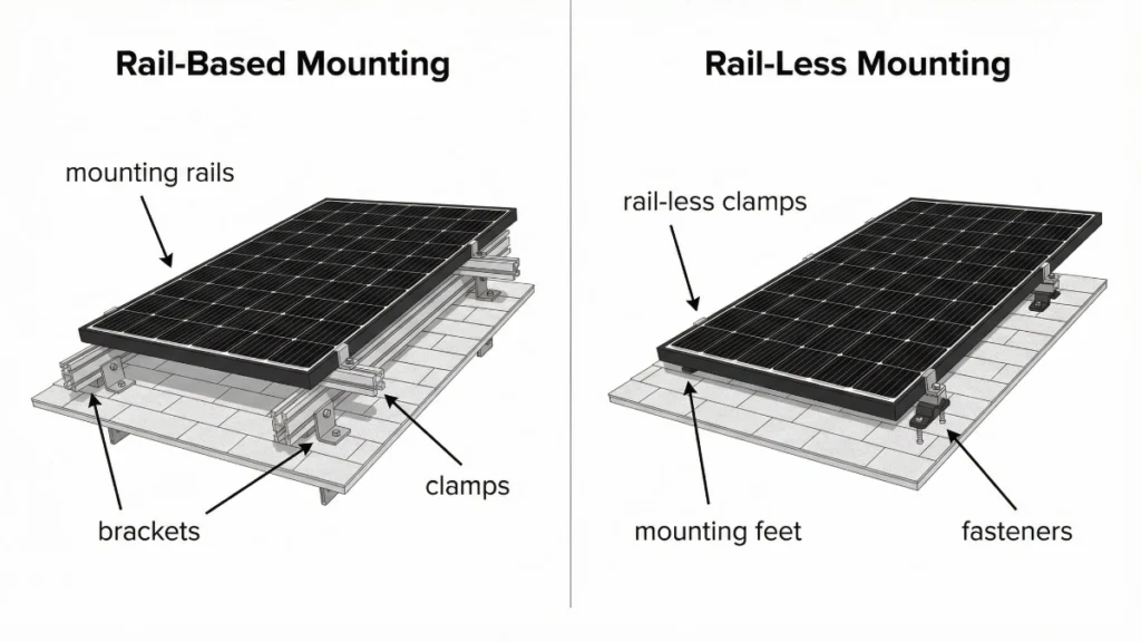 solar panel roof mounts rail-based vs rail less