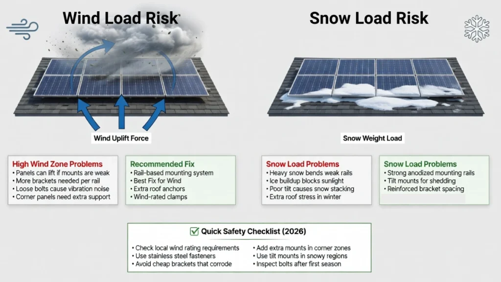 wind load and snow load for solar panel roof mounts