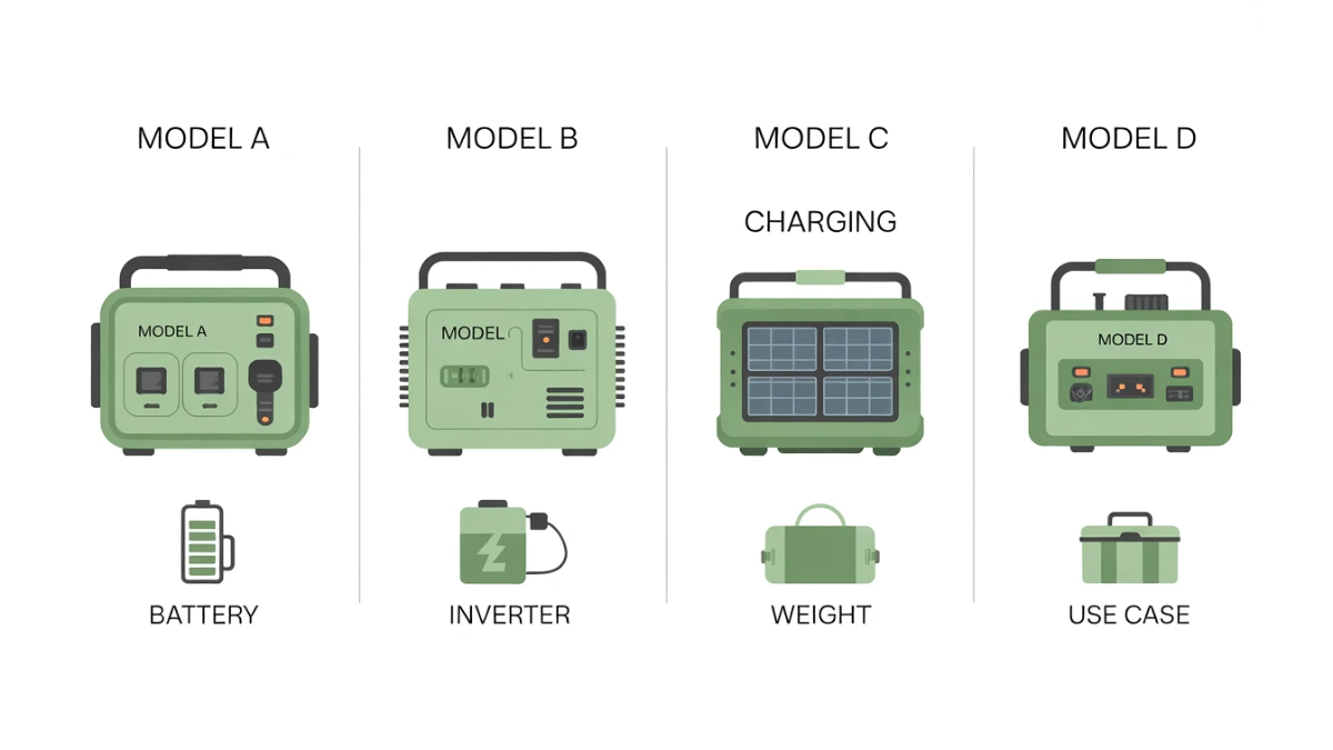 Comparison of 2000Wh solar generator features and use cases