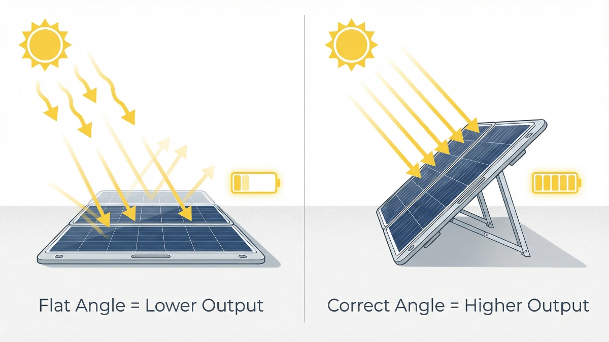 200W portable solar panel sun angle output comparison