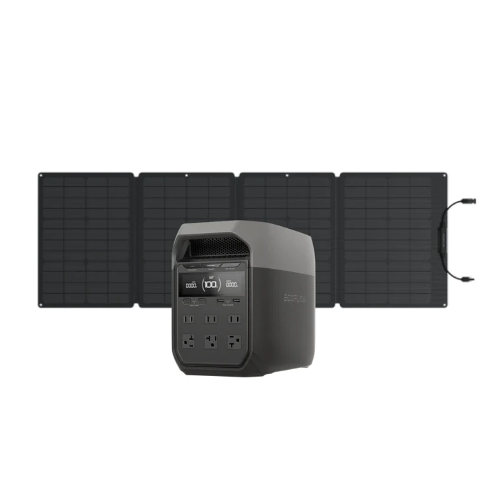 EcoFlow DELTA 3 portable power station providing solar-powered backup for home and camping