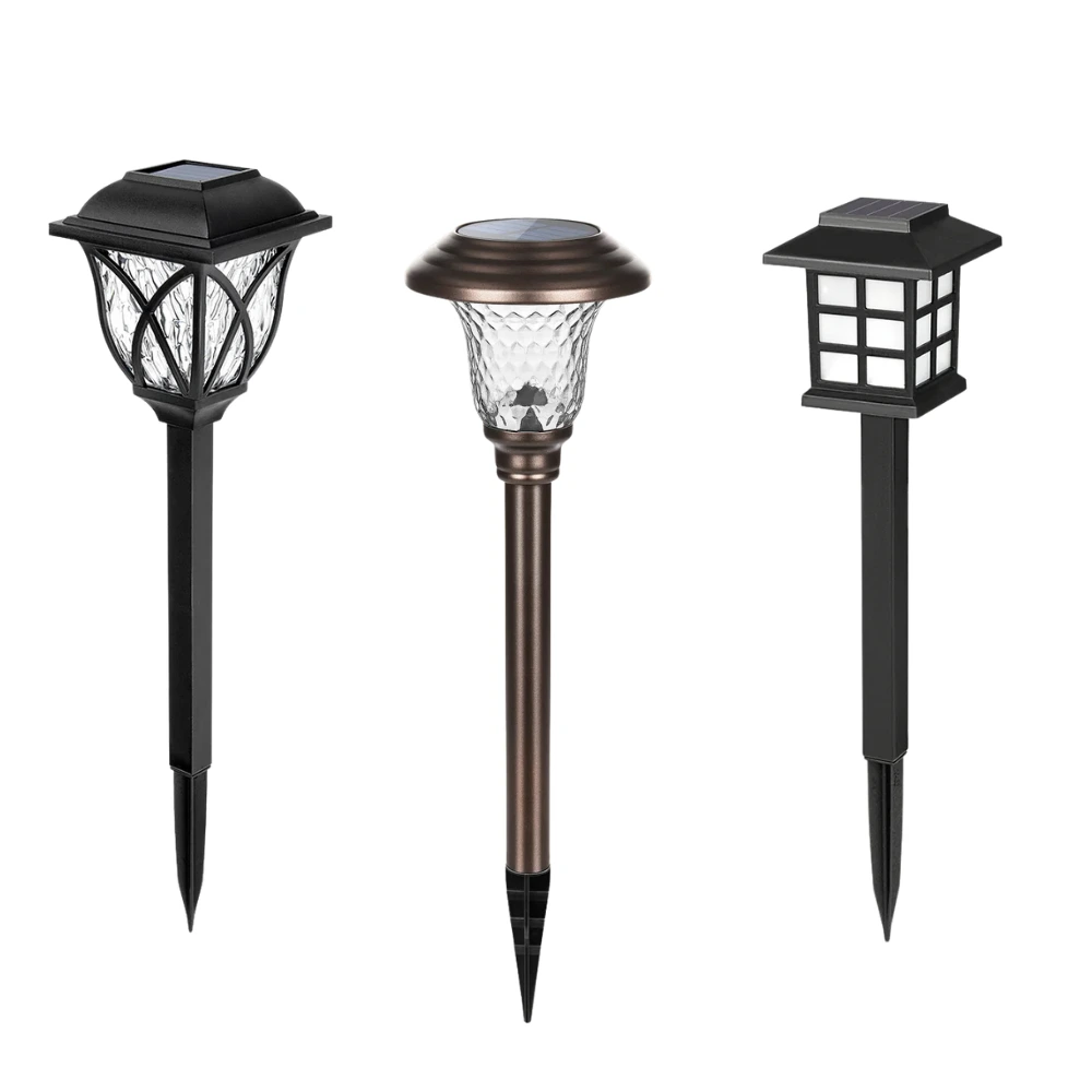 GIGALUMI solar pathway lights illuminating a garden walkway