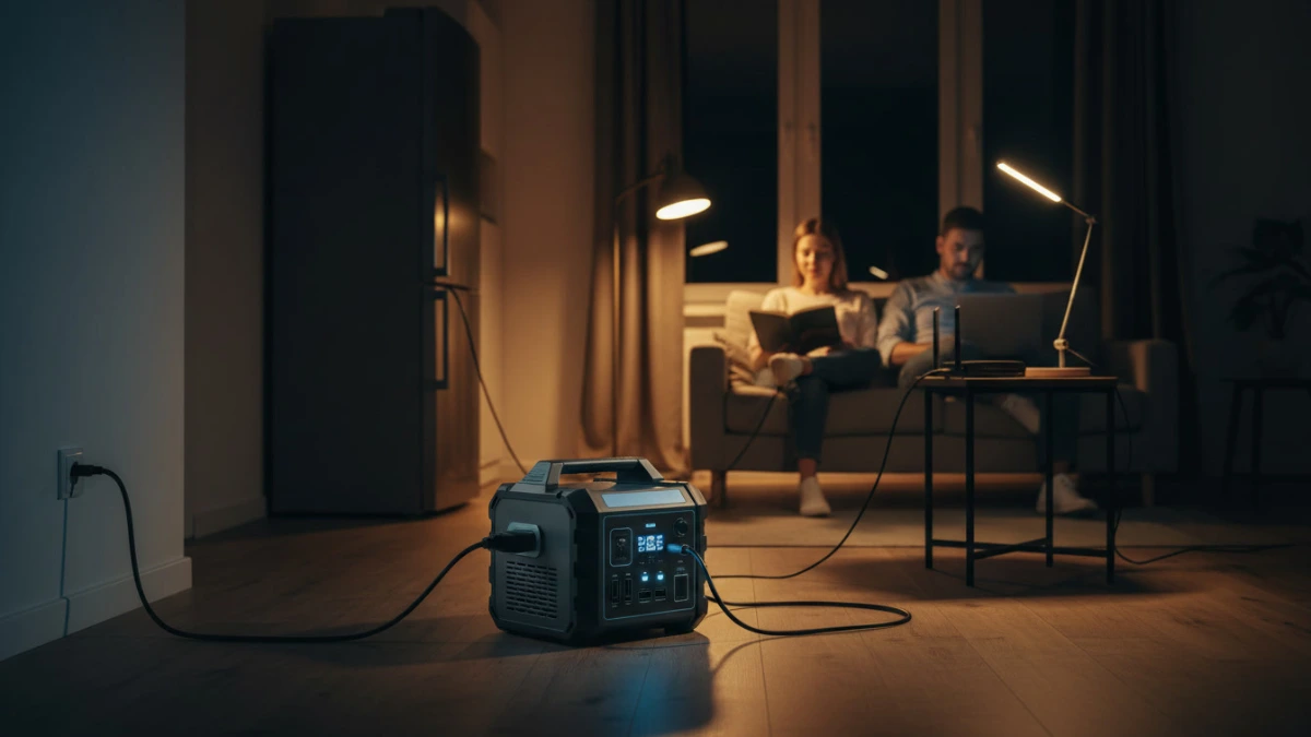 Solar generator providing emergency backup power to a home during a blackout