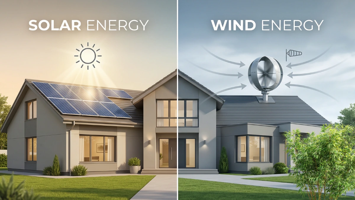 Solar panels vs O Wind Turbine comparison for home energy