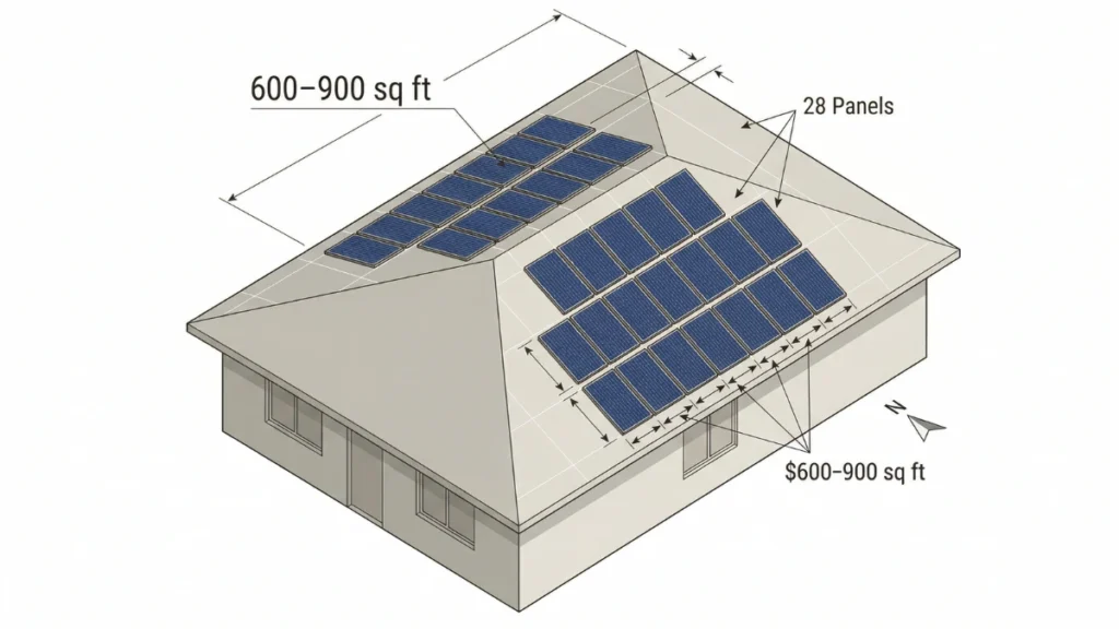 roof space needed for 50 kWh per day solar panel layout