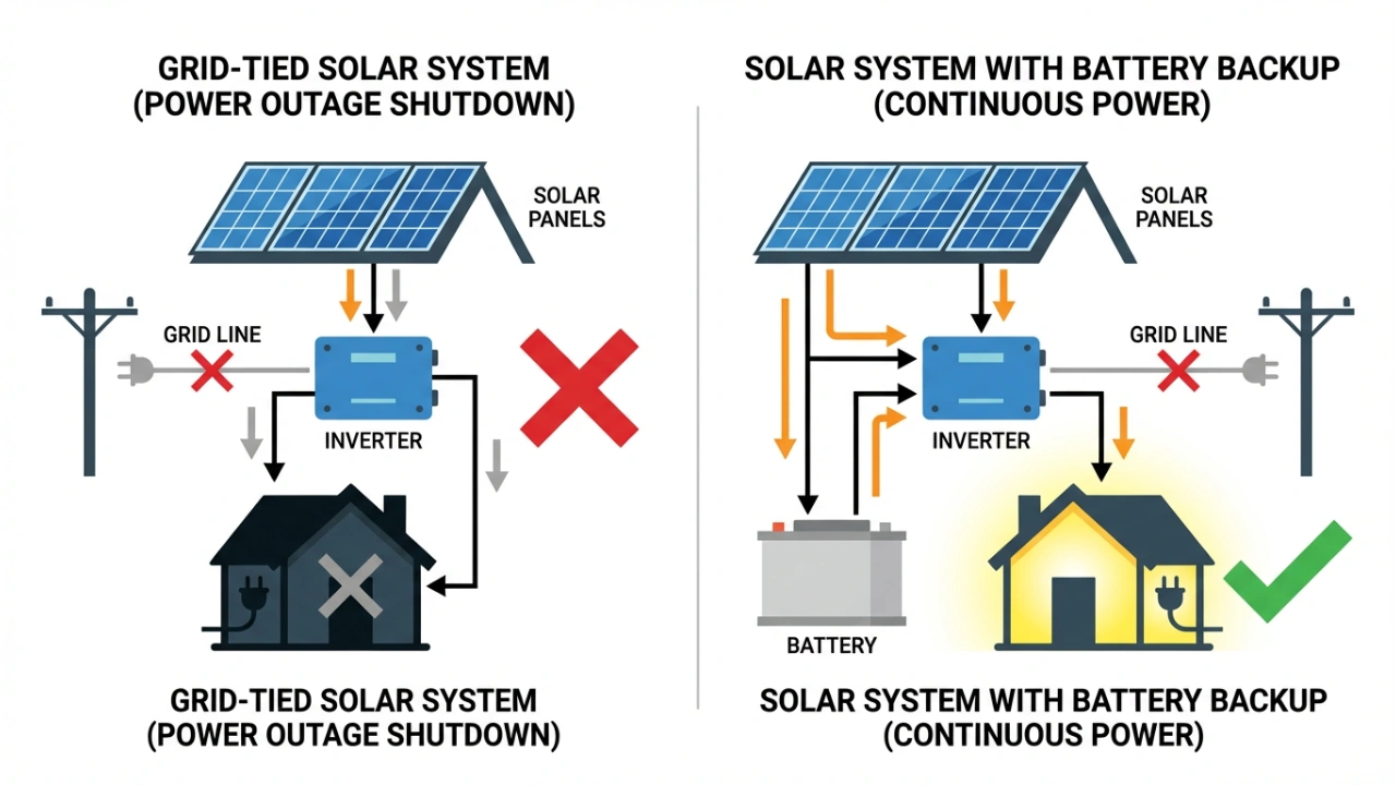 Diagram showing how solar power works during a power outage